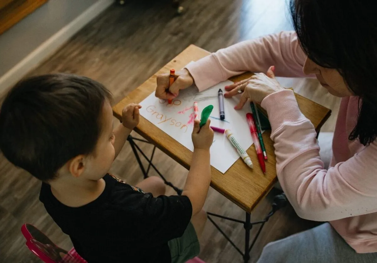 Child smiling during learning activities
